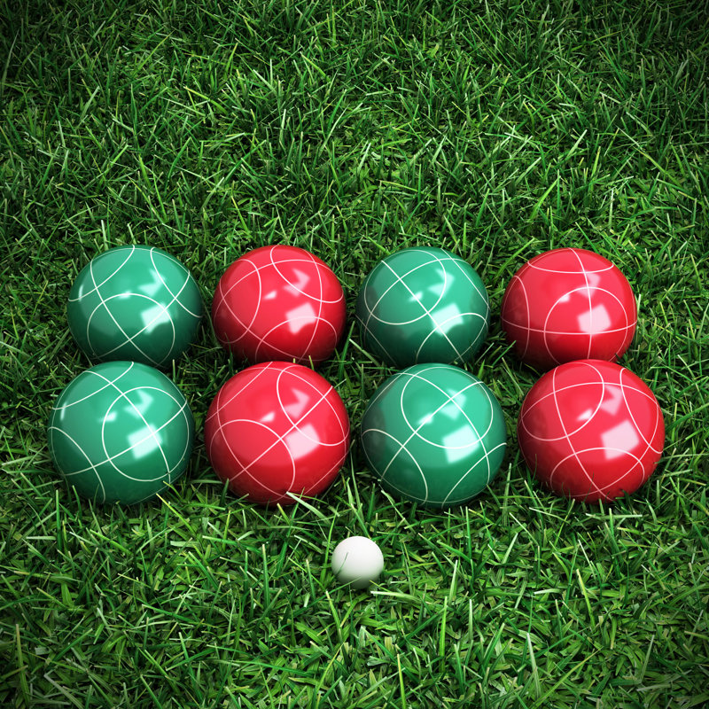 Bocce Ball Set – Classic Family Lawn Games, Outdoor Games for Backyard, Beach, or Weddings – Includes Red and Green Bocce Balls, Pallino, and Carrying Case by Trademark Games