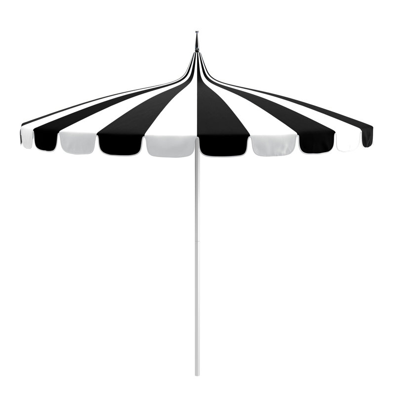 Parasol de marché rayé Tayeko, Noir