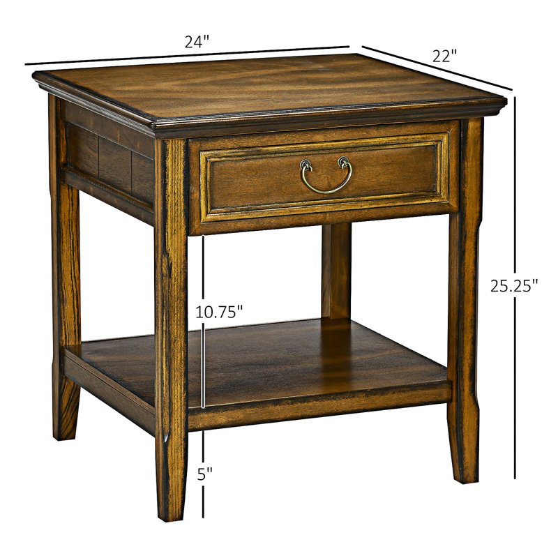 Vintage Coffee Table with Drawer and Open Shelf