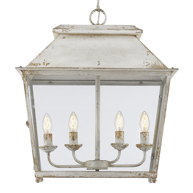 Lustre géométrique à 4 lumières Aimee-Grace, Ivoire antique