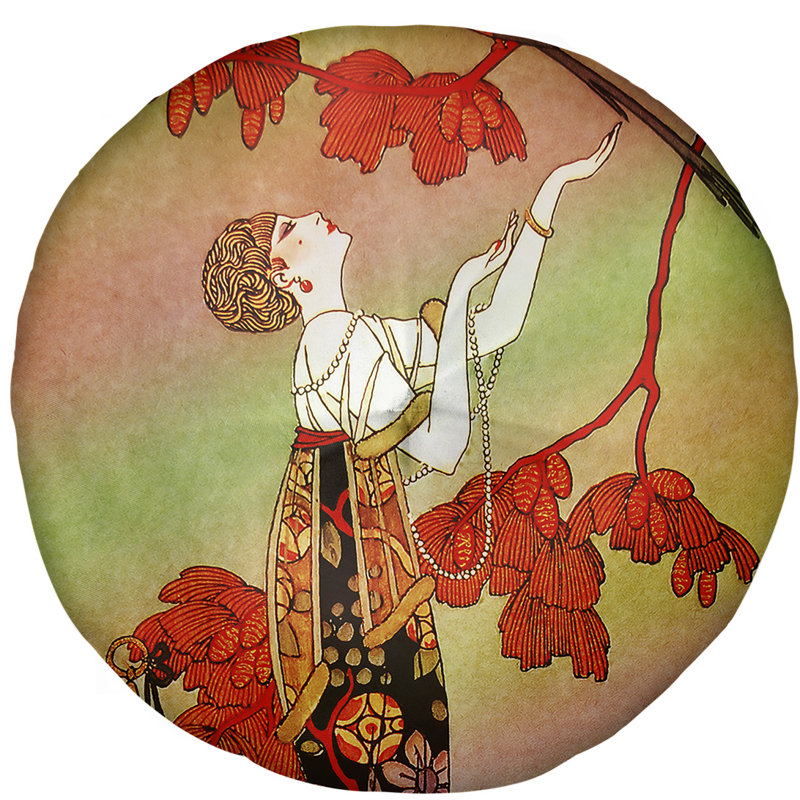 Housse de coussin et insert pour femme George barbier, 31,5 po x 63 po, Rouge / dégradé automne