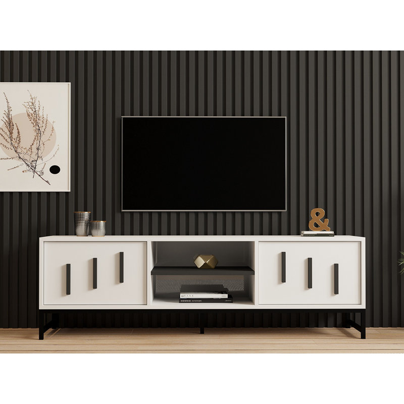 Puqa Design Unfinished TV Stand for TVs up to 70", White