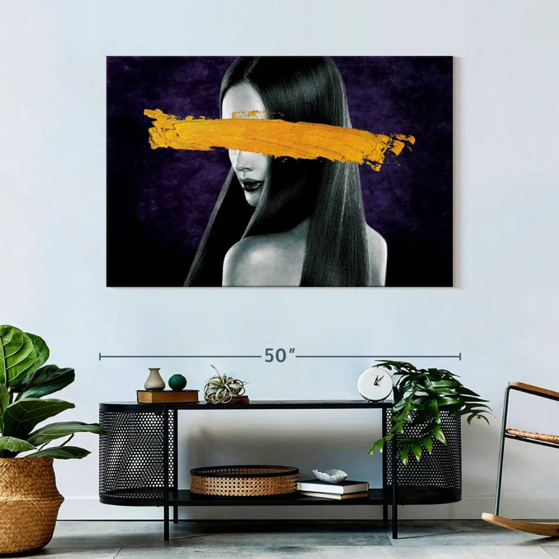 Leisha Pleasing Girl Yellow Brush Stroke, 32" H x 48" W