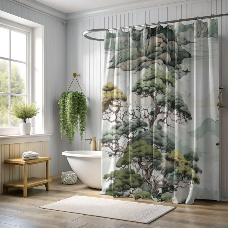 Asian Habitat - Rideau de douche Premium, H 74 po x l 71 po