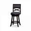 Tabouret pivotant avec dossier en X et siège en tissu gris anthracite Rich Brown