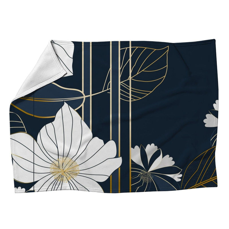 Jeté polaire à motif floral - Jetés abstraits pour canapés ou lits, L 50 po x L 60 po