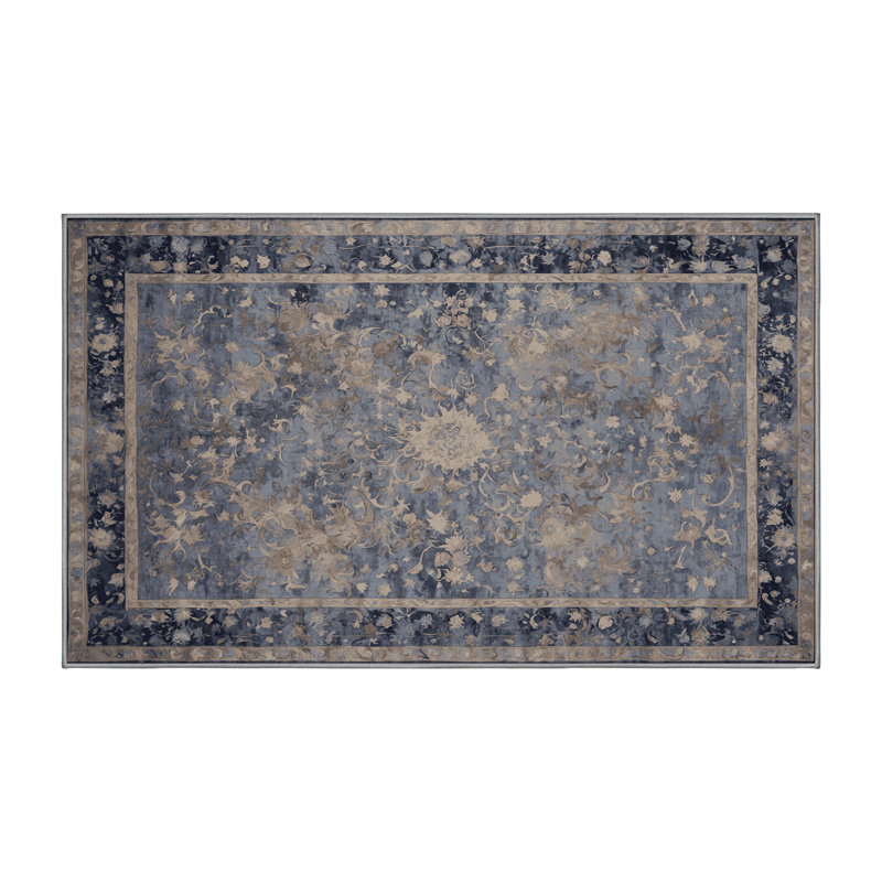 Tapis gris soyeux et moelleux, Rectangle 7 pi x 9 pi
