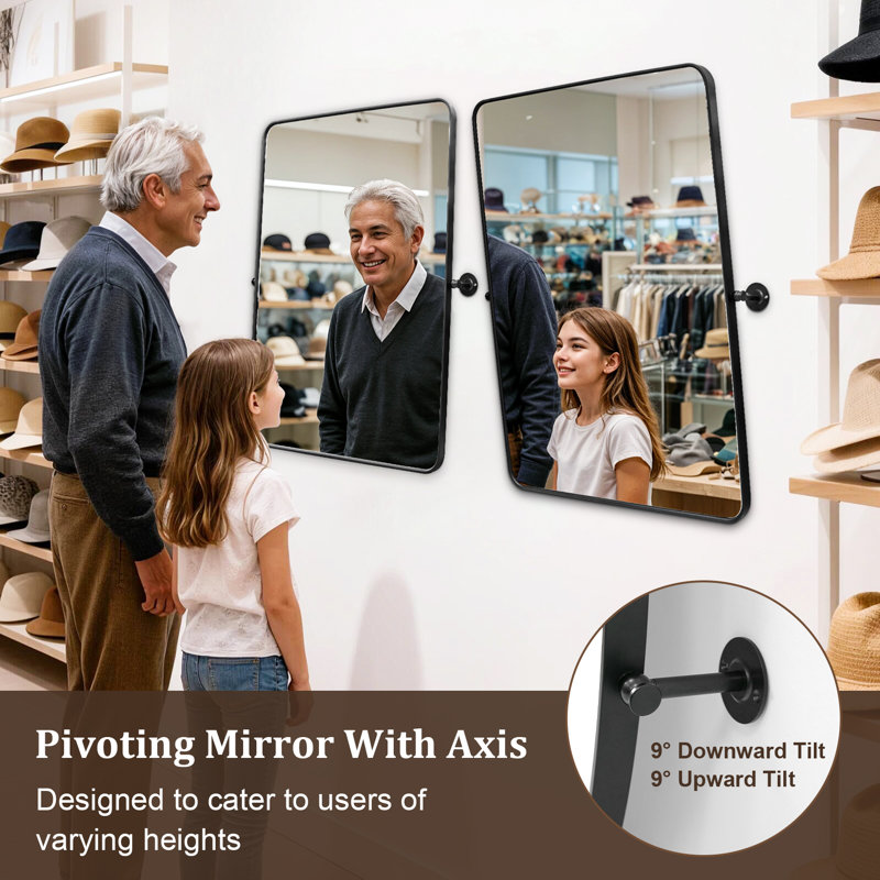 Aluminum Frame Pivot Wall Mirror, 70 Cm H x 50 Cm W