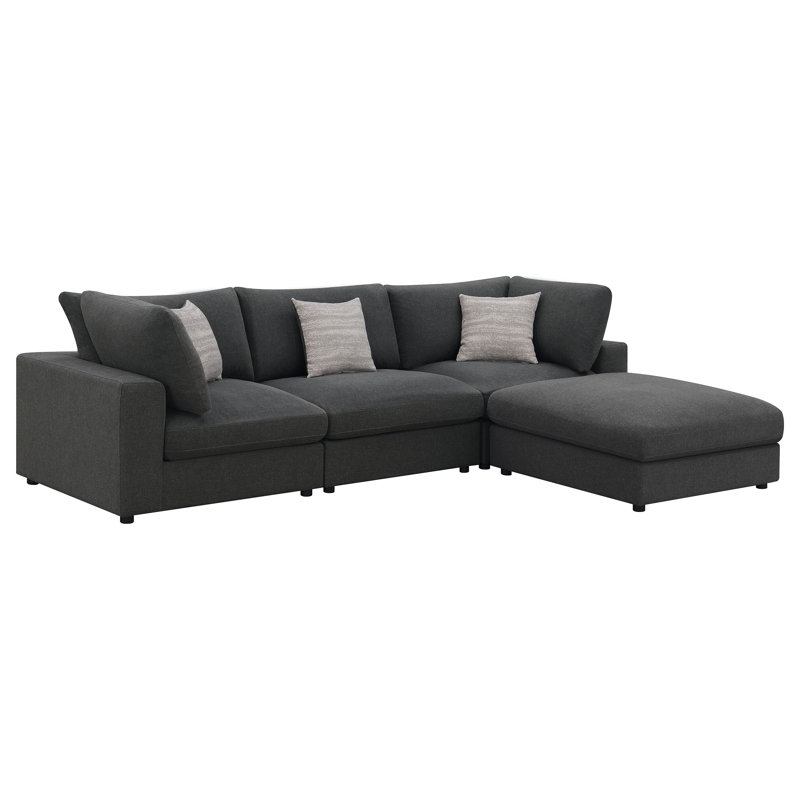 Artzt 4-piece Upholstered Modular Sectional Sofa Charcoal, Charcoal