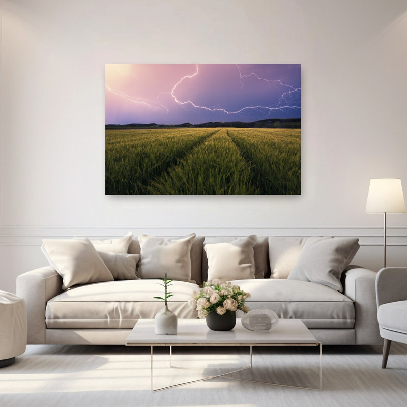 «Lightning Dramatic Abstract Contemporary Landscape Nature», reproduction d'art murale, H 40 po x l 60 po