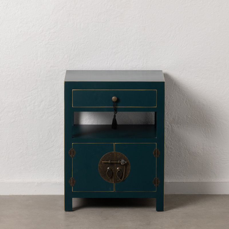 Bobbetta 50cm W Manufactured Wood Bedside Table, Dark Blue