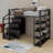 Full Size Metal Loft Bed With Shelves, Cabinets And Wardrobe