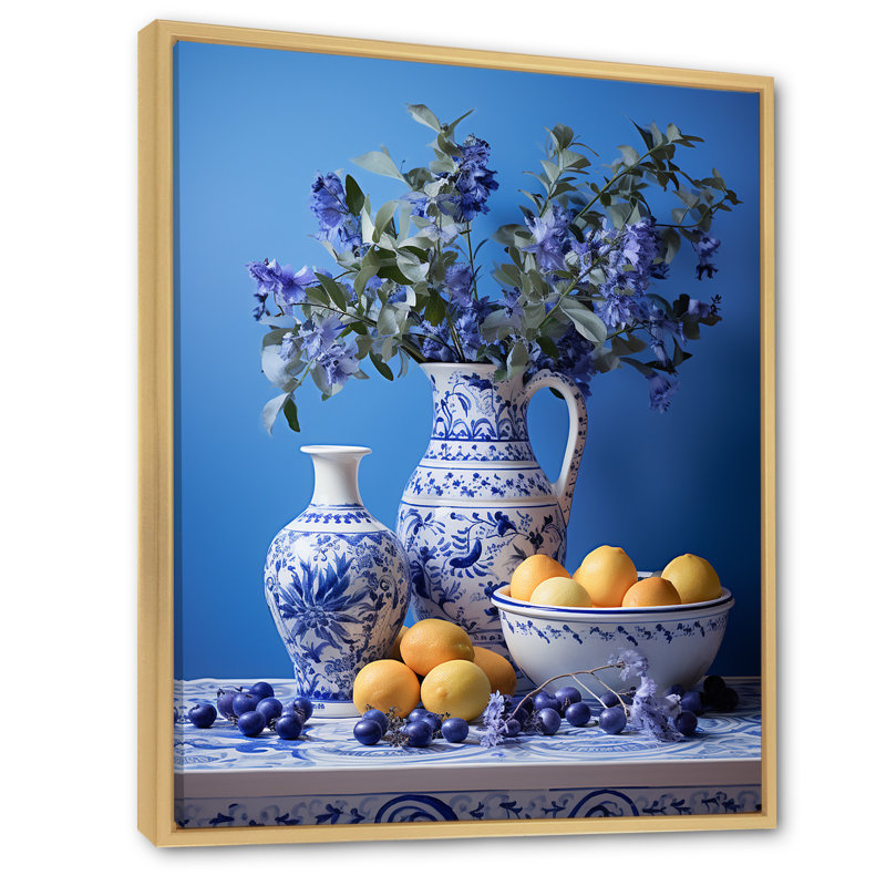 Décoration murale méditerranéenne «Still Life Kitchen II - Boho Pottery», Cadre flottant brun, H 40 po x l 30 po x P 1,5 po