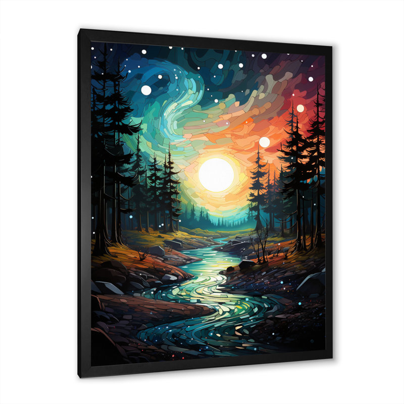 Aurora Borealis Emerald Embers III sur impression sur toile, Cadre photo noir, H 44 po x l 34 po x P 1,5 po