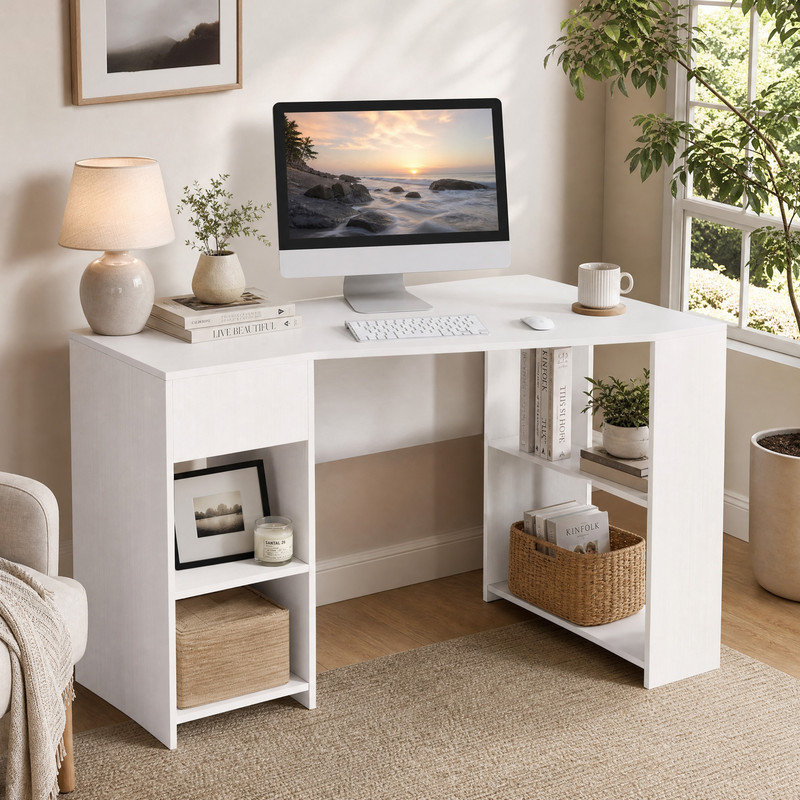 Bureau de jeu en L 48 pouces avec 1 tiroir pour installation de jeu