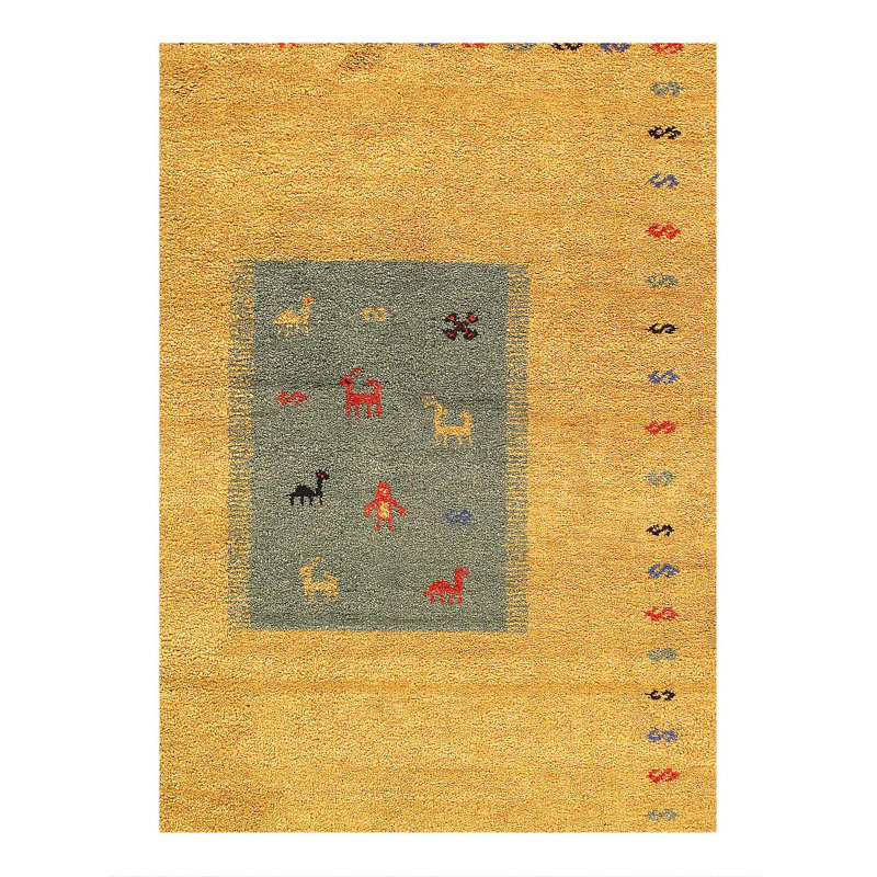 Gold Hand Knotted Gabbeh Rug 4'x 6'