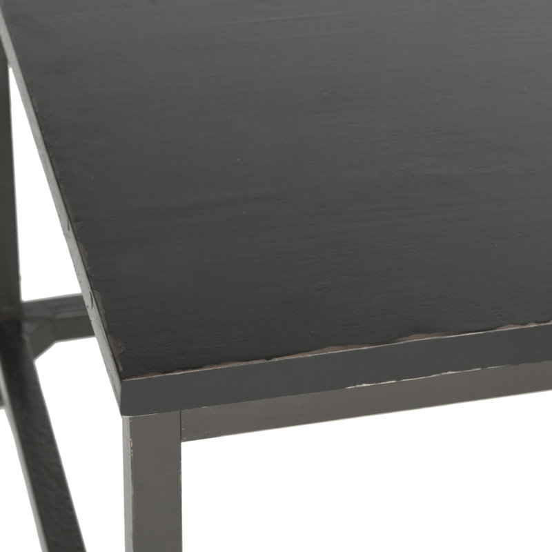 Distressed Black Pine Wood Rectangular Coffee Table