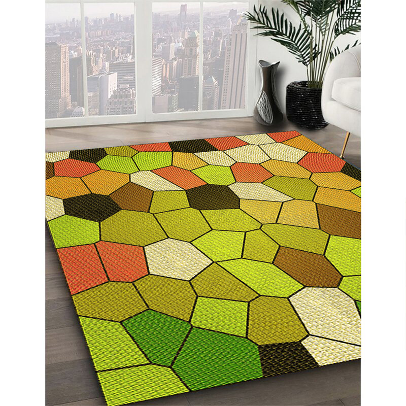 Tapis 100% à motif lavable à la machine 2989 3425-YW, Rectangle 8 pi x 10 pi