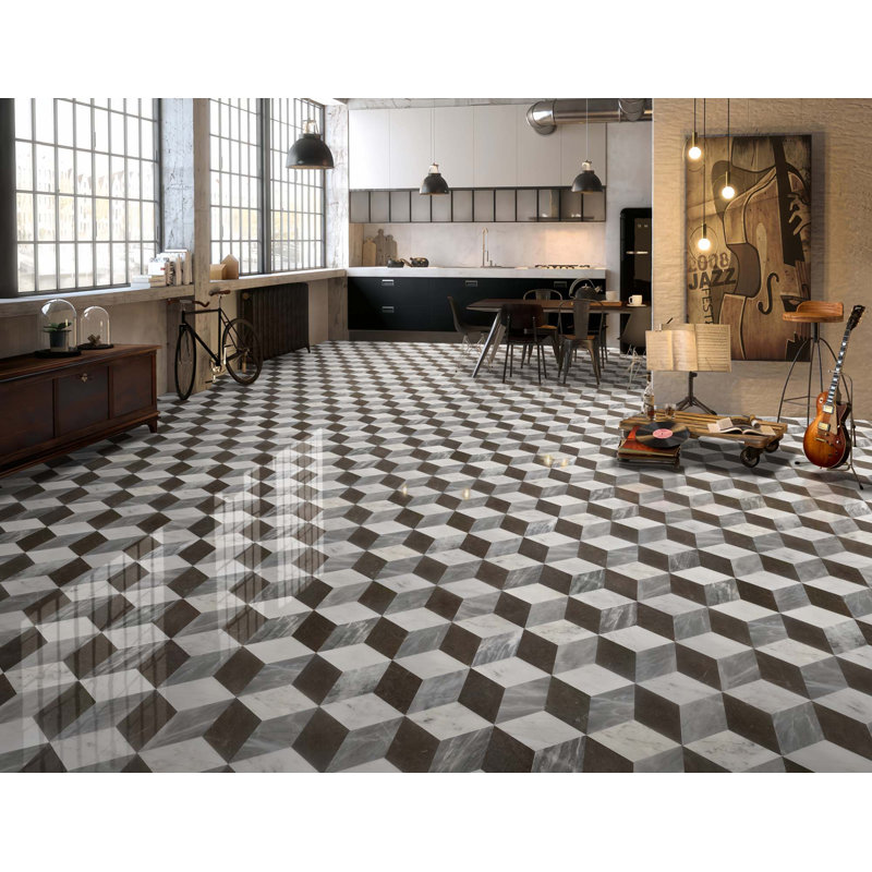 Hexagon Water-Jet Natural Polished Marble Tiles,  For Floor And Wall, 1 Box 12 PCS