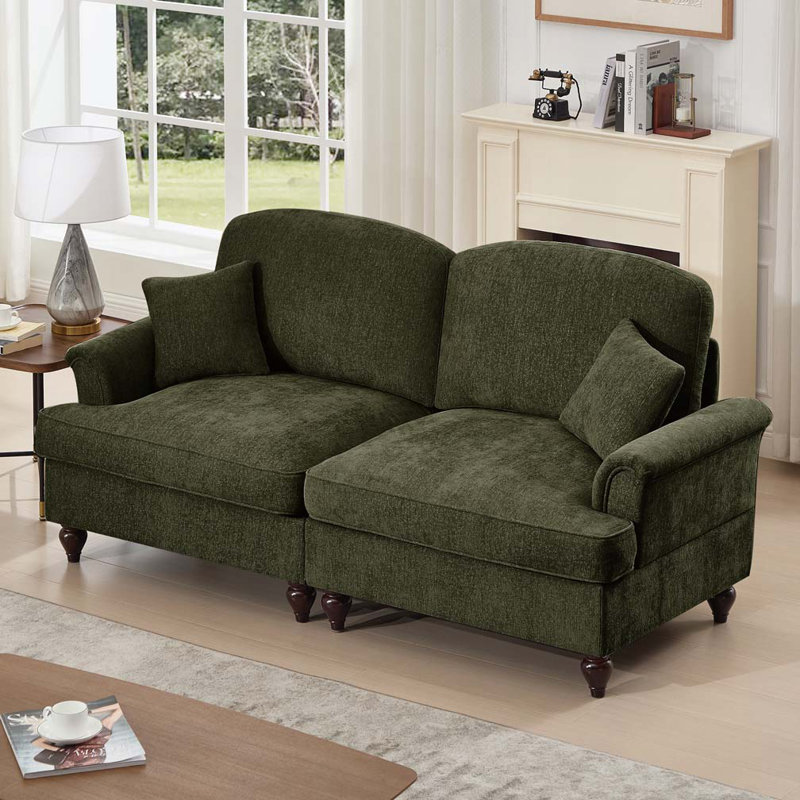 Très grand canapé deux places Mid-Century, H 36,6 po x l 76,4 po x P 32,8 po, Beige