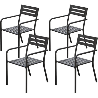Premium 4-Pieces Patio Dining Chairs, Outdoor Heavy Duty Metal Chairs Set of 4, Stackable Garden Cha