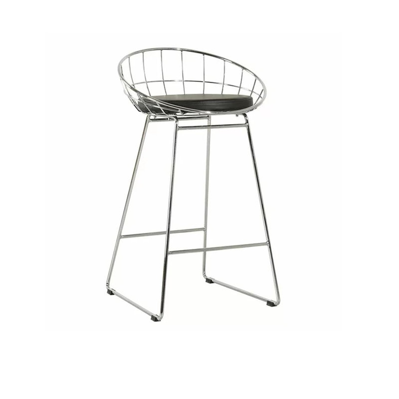 Tabouret de comptoir Kaly, Noir, Chrome chrome