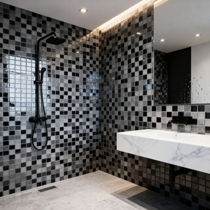 Carreau de mosaïque pour mur et plancher en ardoise minérale 1 po x 1 po Mineral