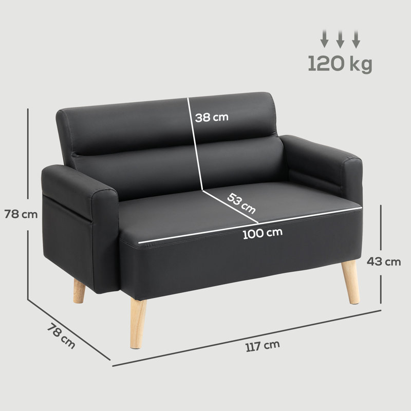 2 Seater Faux Leather Loveseat