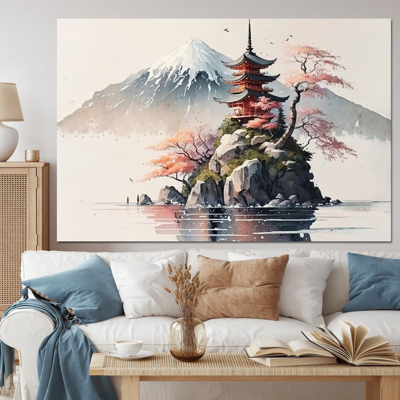 Art japonais sur toile, "Paysage japonais à l'aquarelle I"