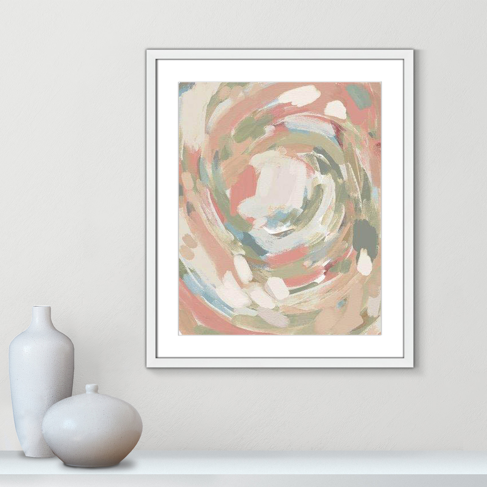 Abstract Energy Spring Colors by Leah Straatsma, 25.5" H x 21.5" W x 0.75" D, White Matted Picture Framed