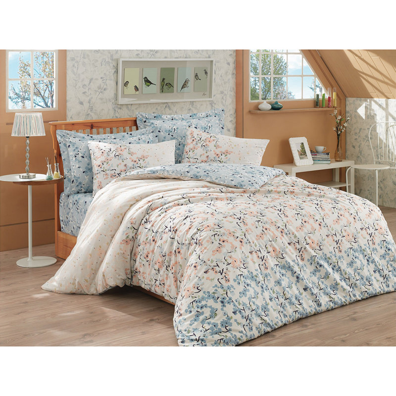 Ensemble de housse de couette 100% coton Langell, Housse de couette 87 po x 87 po + 1 taie d'oreille