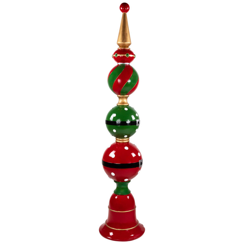 Ball Finial With Bell Base Commercial Size Christmas Decoration - 65" - Red And Green