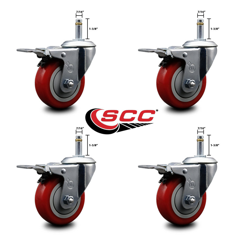 Polyurethane Swivel Stem Caster, Red
