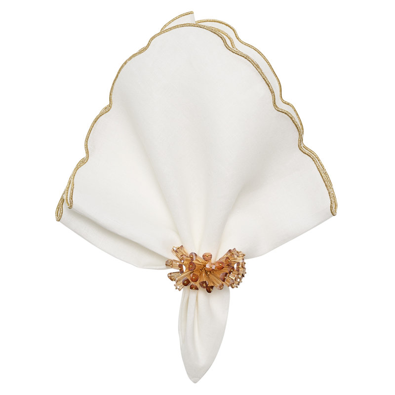 Luminance Napkin, White/Gold