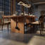 Grande table de salle à manger rectangulaire en bois massif avec 8 chaises-137537074