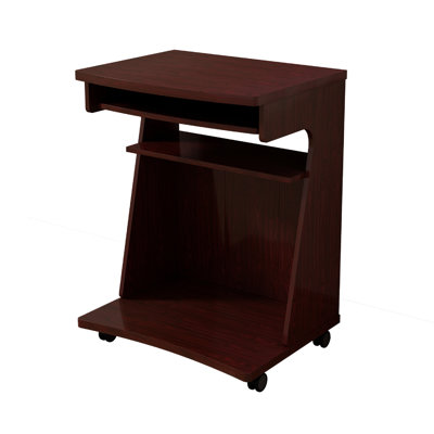 Yabi Utility Cart, Pullout Shelf, 31 Inch, Mahogany Brown Wood