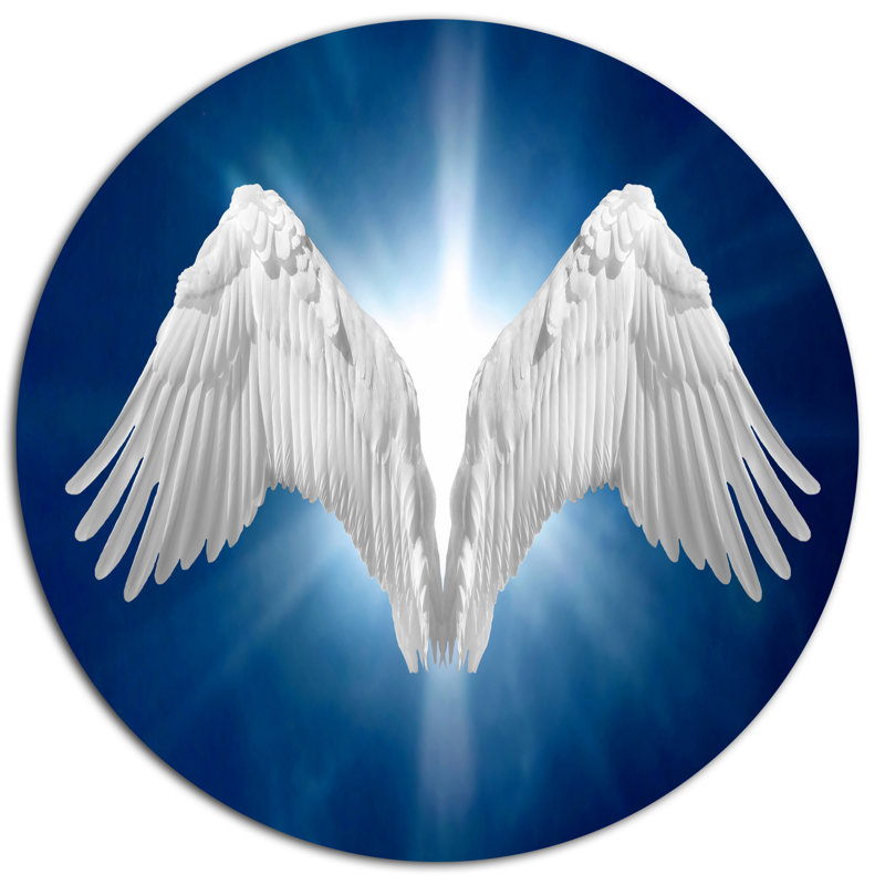 " Angel Wings On Blue Background ", 23" H x 23" W x 1" D