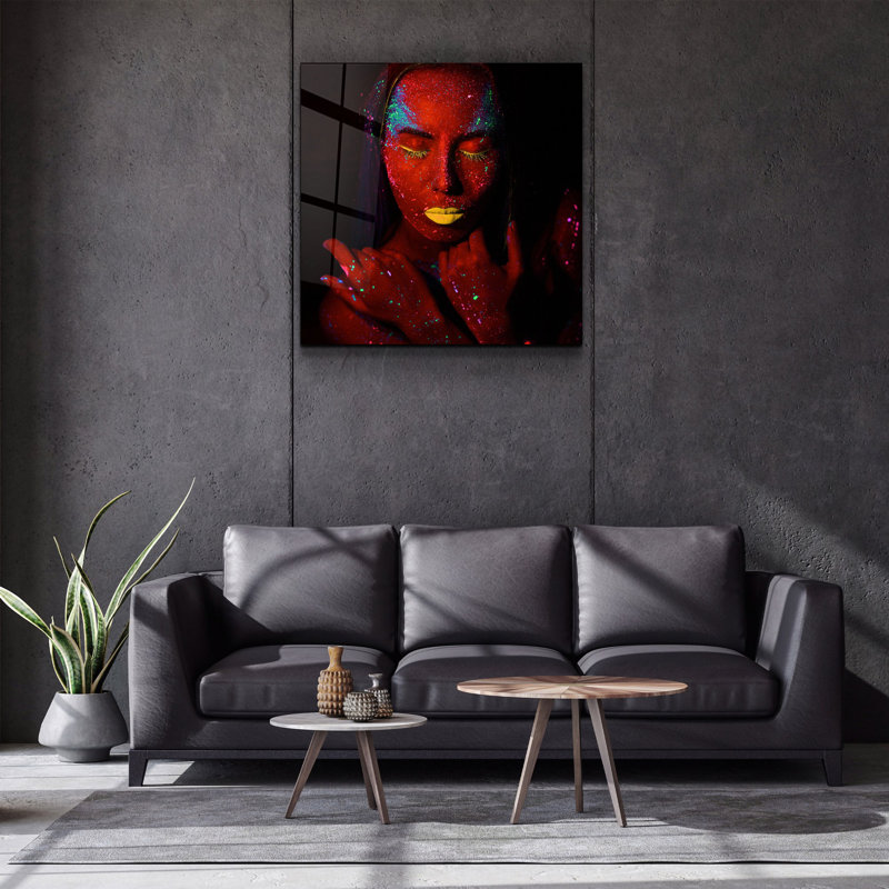Superbe peinture décorative en verre trempé de 31,5 po x 31,5 po | 100% verre trempé, épaisseur: 0,16 pouce | Imprimé UV pour des couleurs éclatantes et une durabilité | Décoration murale parfaite pour le salon, la chambre à coucher ou le bureau, design élégant et moderne