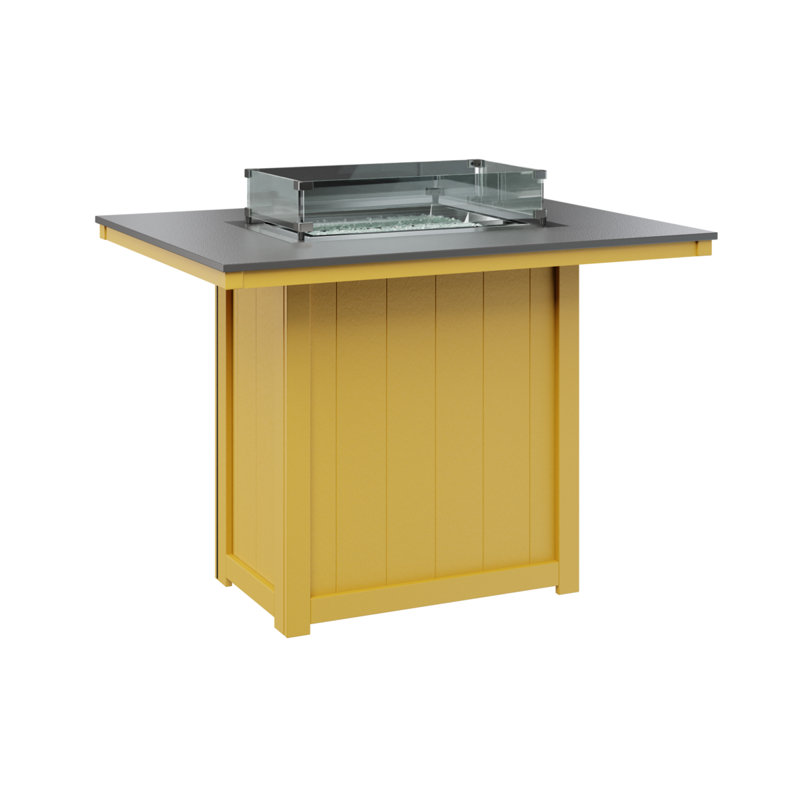 Foyer de table berlinois Donoma, H 39 po x l 41 po x P 54 po, Acier inoxydable martelé avec base jaune soleil