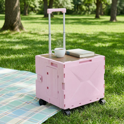 Heavy-Duty 330LBS Large Load Capacity Foldable Utility Transport Cart With 360° Swivel Wear-Resistant All-Terrain 4 Wheels, Built-In Convenient Cup Holder & Side Storage Pockets