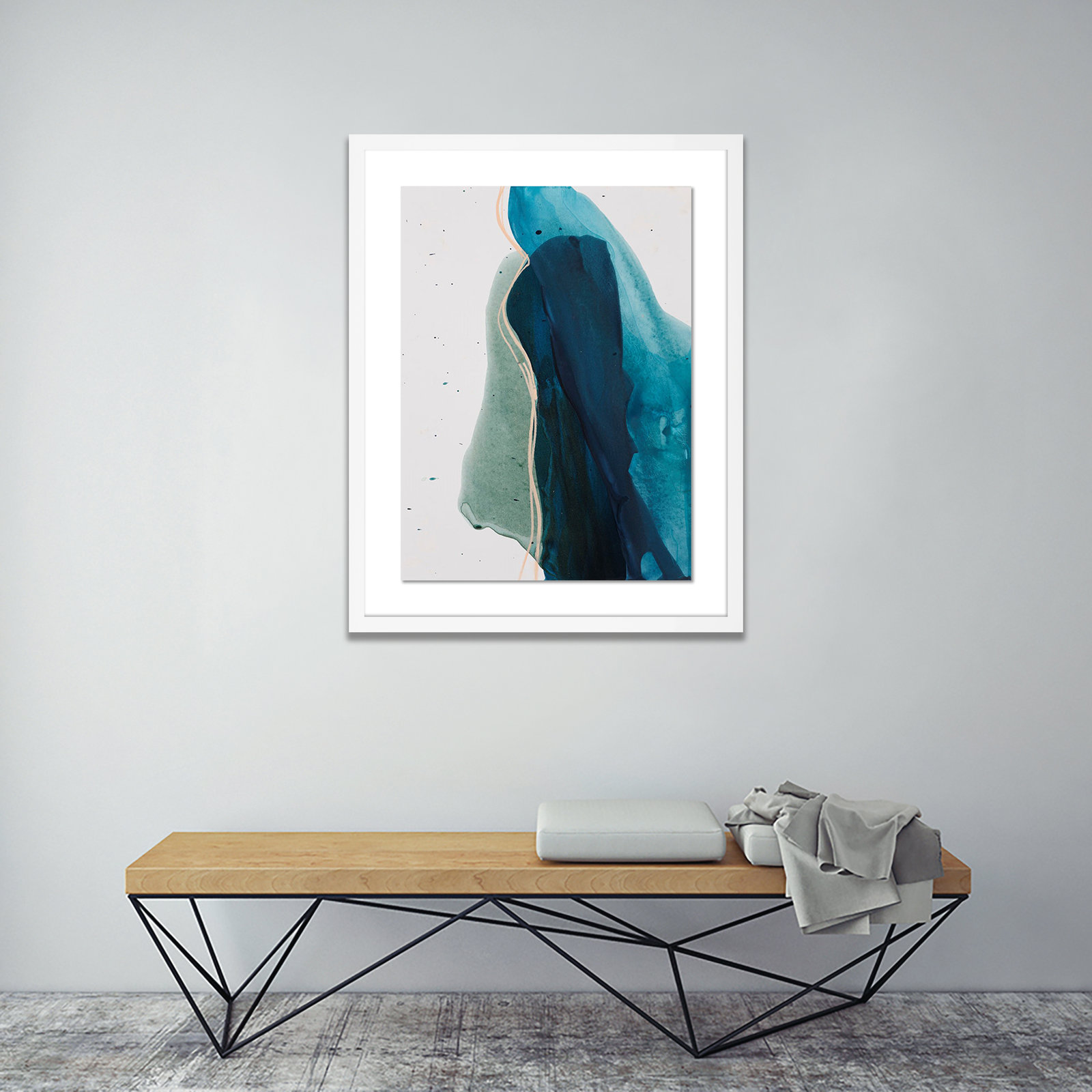 Kim Whiteside "Intelligence" Print, 48" H x 38" W x 2.5" D, White