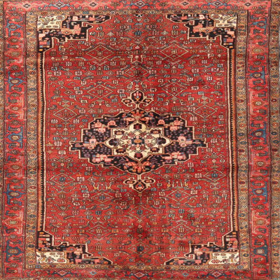 Tapis rouge/brun/beige traditionnel