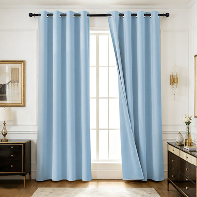 Rideaux 100% occultant avec œillets, 2 panneaux, rideaux en tissu à double revêtement 200 g / m², rideau de fenêtre épais et lisse, rideau d'intimité à isolation thermique solide et minimaliste, plusieurs tailles et couleurs disponibles pour le salon de la chambre à coucher