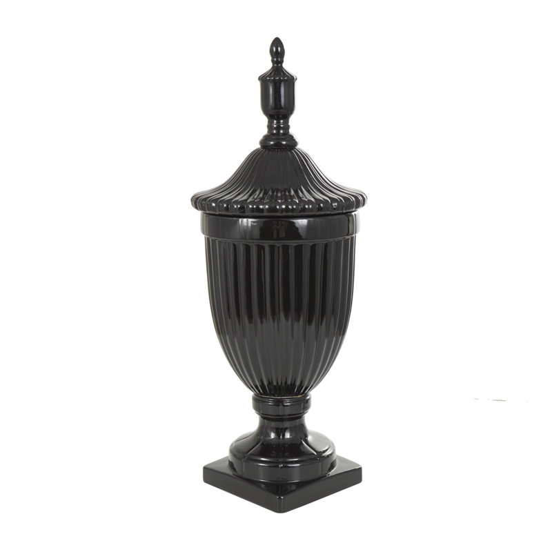 Ceramic Black Decorative Jars, 31.5" H x 12" W x 12" D