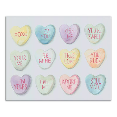 «Candy Heart Sayings», reproduction sur toile tendue