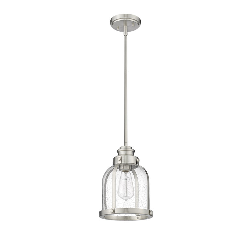 Barbour 1-Light Dimmable Single Pendant, Brushed Nickel, 59" H x 8.75" W x 8.75" D