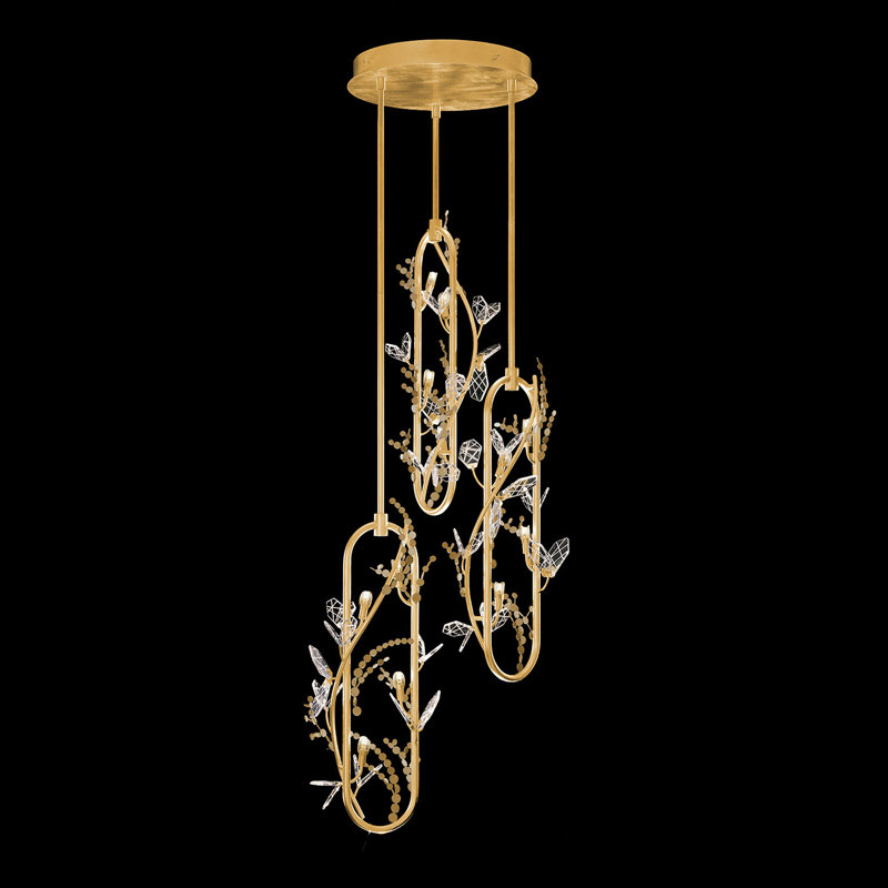 Luminaire suspendu rond 24,25 po Volare, Or bruni