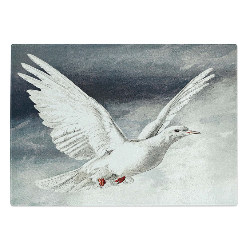 Glass Flying Dove Chopping Board, 28.5 cm W x 20 cm L