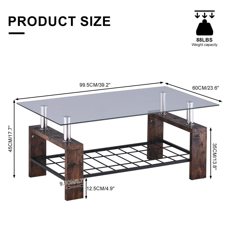Bassel Four Leg Coffee Table, Brown