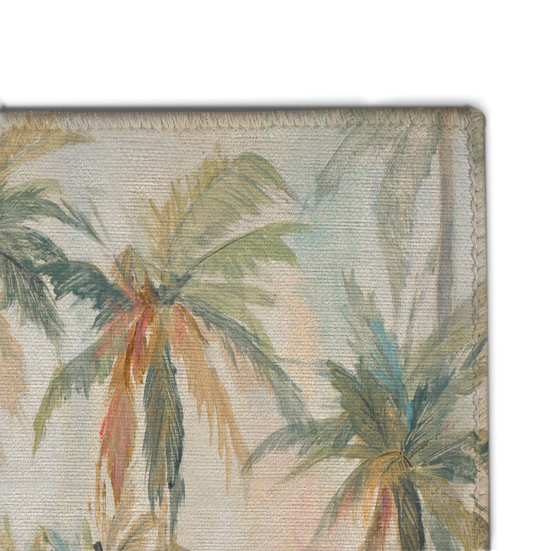 Tapis beige / vert tissé à la machine The Palm Beach Tropics, Rectangle 2 pi x 3 pi